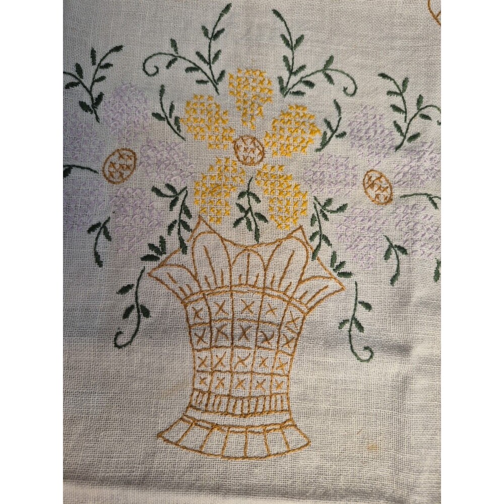Vintage Cross Stich Needle Point Flowers Grandmacor Still Life Complete Simple